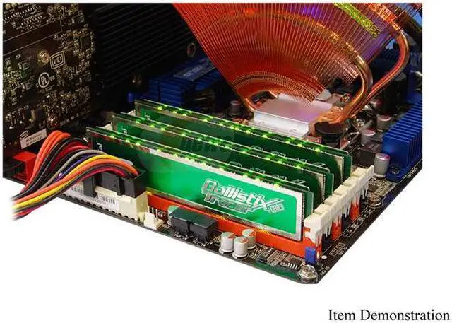 Alt view image 3 of 4 - Crucial Ballistix Tracer 2GB DDR3 1333 (PC3 10600) Desktop Memory w/ Green LEDs Model BL25664TG1337