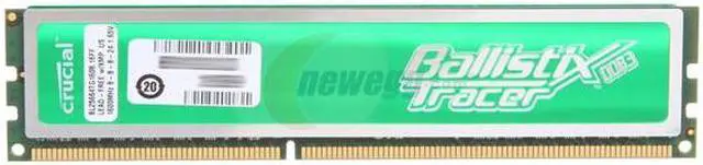 Alt view image 2 of 4 - Crucial Ballistix Tracer 2GB DDR3 1600 (PC3 12800) Desktop Memory w/ Green LEDs Model BL25664TG1608