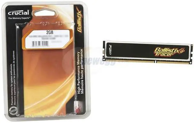 Alt view image 4 of 4 - Crucial Ballistix Tracer 2GB DDR3 1333 (PC3 10600) Desktop Memory w/ Red & Green LEDs Model BL25664TN1337