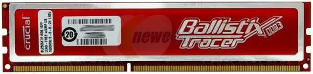 Alt view image 2 of 3 - Crucial Ballistix Tracer 2GB DDR3 1600 (PC3 12800) Desktop Memory w/ Red LEDs Model BL25664TR1608