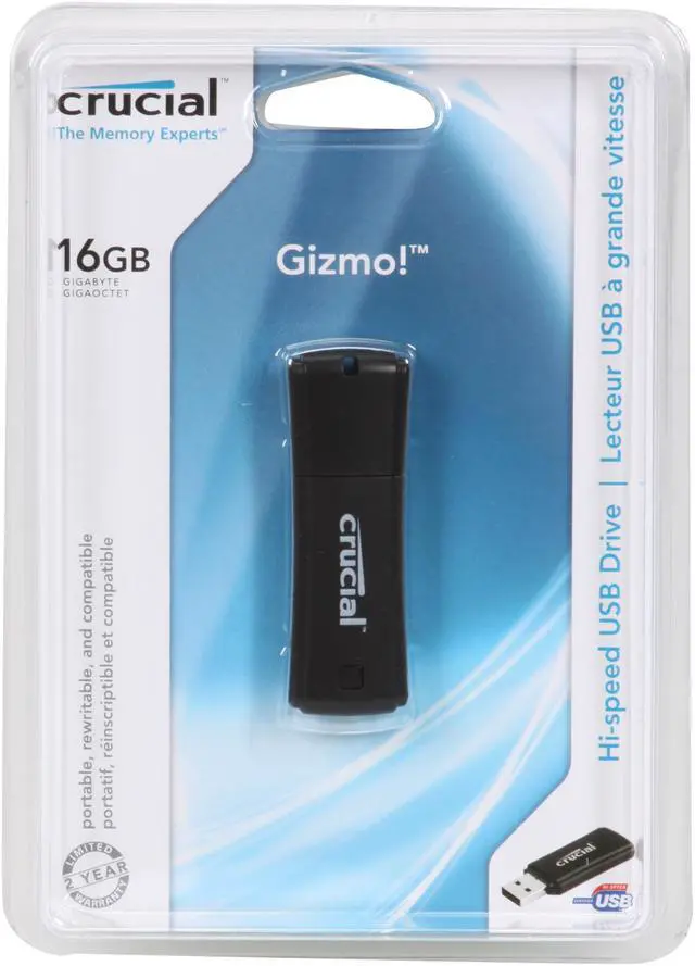 Alt view image 5 of 5 - Crucial Gizmo! 16GB USB 2.0 Flash Drive JDOD16GB-730