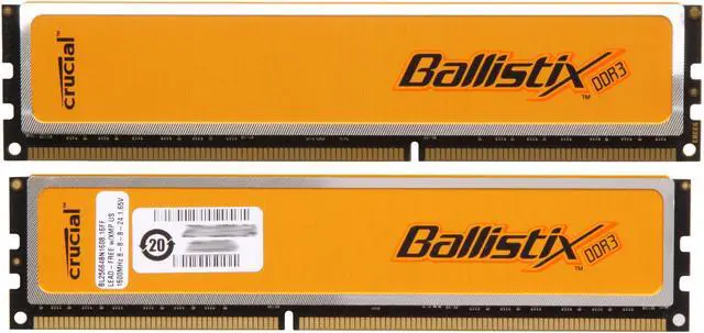 Alt view image 2 of 3 - Crucial Ballistix 4GB (2 x 2GB) DDR3 1600 (PC3 12800) Desktop Memory Model BL2KIT25664BN1608