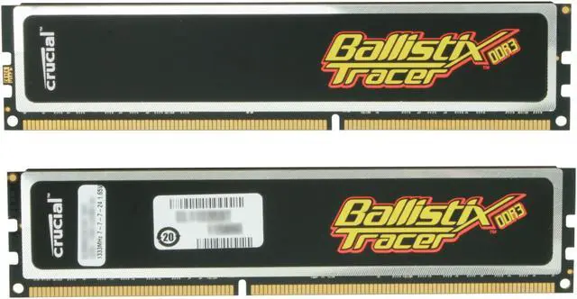 Alt view image 3 of 6 - Crucial Ballistix Tracer 4GB (2 x 2GB) DDR3 1333 (PC3 10600) Desktop Memory w/ Red & Green LEDs Model BL2KIT25664TN1337