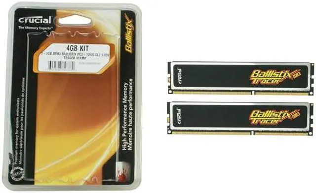 Alt view image 6 of 6 - Crucial Ballistix Tracer 4GB (2 x 2GB) DDR3 1333 (PC3 10600) Desktop Memory w/ Red & Green LEDs Model BL2KIT25664TN1337