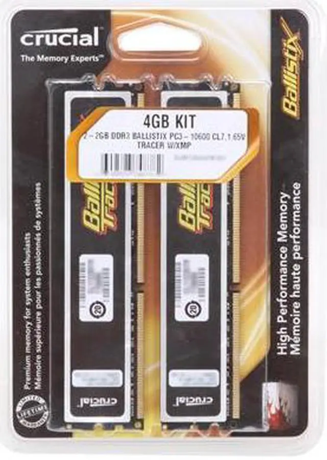 Alt view image 4 of 6 - Crucial Ballistix Tracer 4GB (2 x 2GB) DDR3 1333 (PC3 10600) Desktop Memory w/ Red & Green LEDs Model BL2KIT25664TN1337