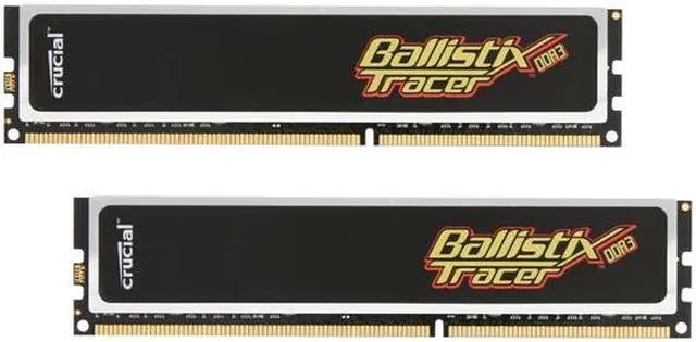 Main image of Crucial Ballistix Tracer 4GB (2 x 2GB) DDR3 1600 (PC3 12800) Desktop Memory w/ Red & Green LEDs Model BL2KIT25664TN1608