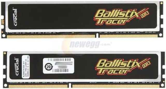 Alt view image 2 of 4 - Crucial Ballistix Tracer 4GB (2 x 2GB) DDR3 1600 (PC3 12800) Desktop Memory w/ Red & Green LEDs Model BL2KIT25664TN1608