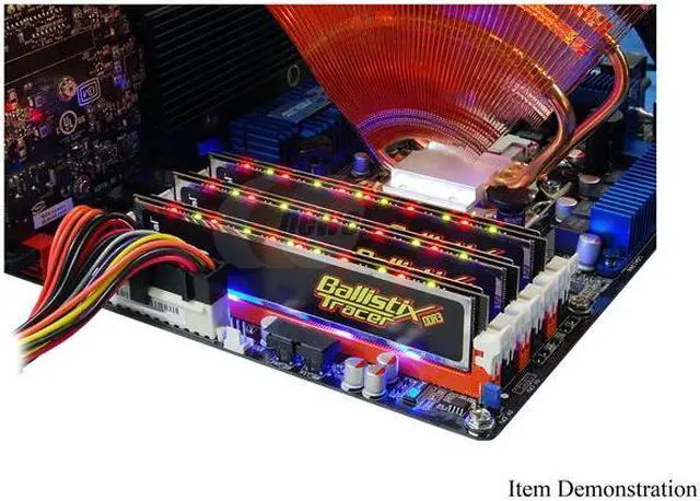 Alt view image 3 of 4 - Crucial Ballistix Tracer 4GB (2 x 2GB) DDR3 1600 (PC3 12800) Desktop Memory w/ Red & Green LEDs Model BL2KIT25664TN1608