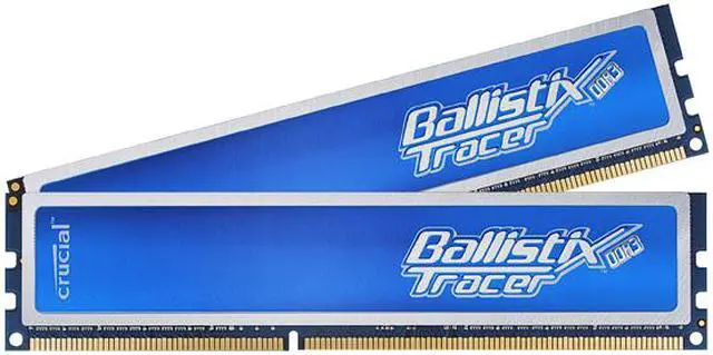 Main image of Crucial Ballistix Tracer 2GB (2 x 1GB) DDR3 1600 (PC3 12800) Desktop Memory w/ Blue LEDs Model BL2KIT12864TB1608