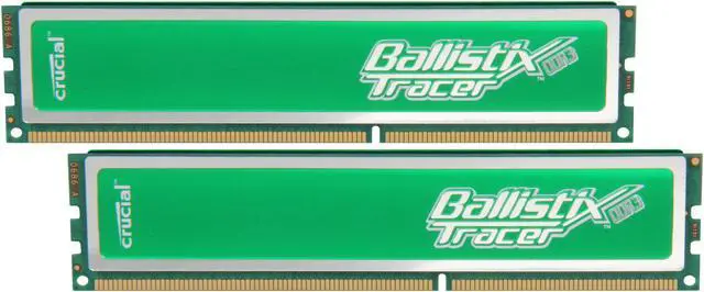 Main image of Crucial Ballistix Tracer 2GB (2 x 1GB) DDR3 1600 (PC3 12800) Desktop Memory w/ Green LEDs Model BL2KIT12864TG1608