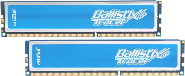 Main image of Crucial Ballistix Tracer 4GB (2 x 2GB) DDR3 1600 (PC3 12800) Desktop Memory w/ Blue LEDs Model BL2KIT25664TB1608