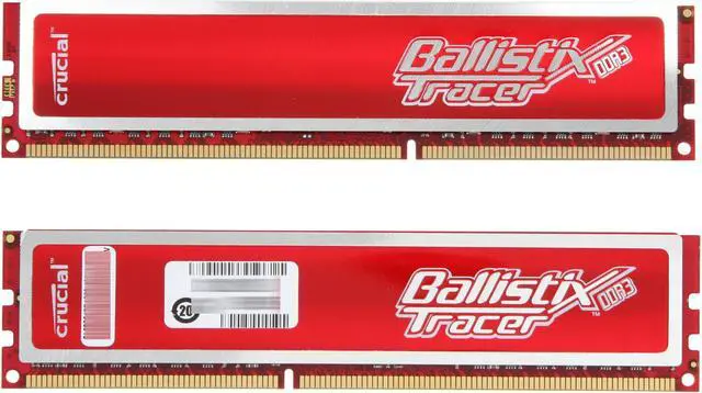 Alt view image 2 of 4 - Crucial Ballistix Tracer 4GB (2 x 2GB) DDR3 1600 (PC3 12800) Desktop Memory w/ Red LEDs Model BL2KIT25664TR1608