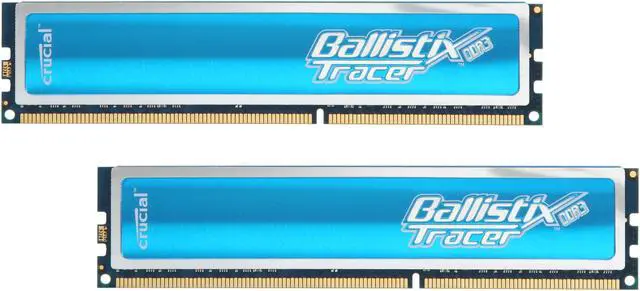 Main image of Crucial Ballistix Tracer 4GB (2 x 2GB) DDR3 1333 (PC3 10600) Desktop Memory w/ Blue LEDs Model BL2KIT25664TB1337