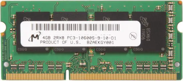 Alt view image 2 of 3 - Crucial 4GB 204-Pin DDR3 SO-DIMM DDR3 1333 (PC3 10600) Laptop Memory Model CT51264BC1339