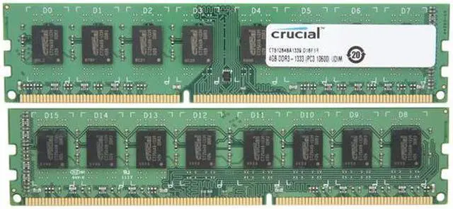 Alt view image 2 of 3 - Crucial 8GB (2 x 4GB) DDR3 1333 (PC3 10600) Desktop Memory Model CT2KIT51264BA1339