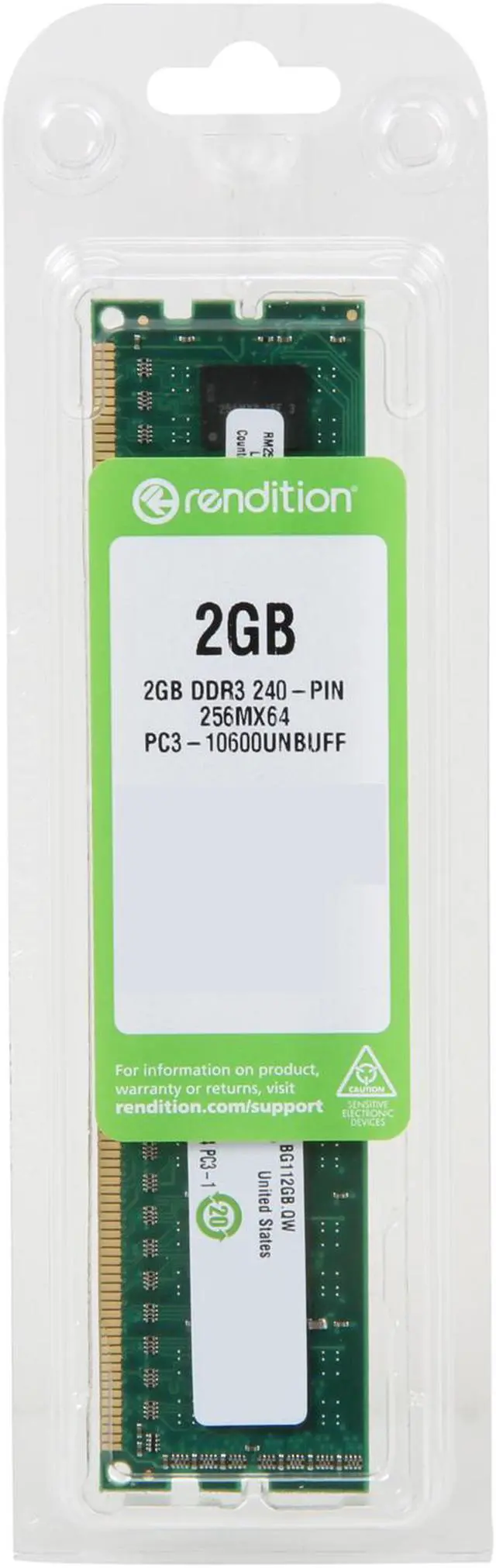 Alt view image 3 of 3 - Rendition by Crucial 2GB DDR3 1333 (PC3 10600) Desktop Memory Model RM25664BA1339
