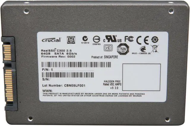 Alt view image 5 of 6 - Crucial RealSSD C300 2.5" 64GB SATA III MLC Internal Solid State Drive (SSD) CTFDDAC064MAG-1G1CCA