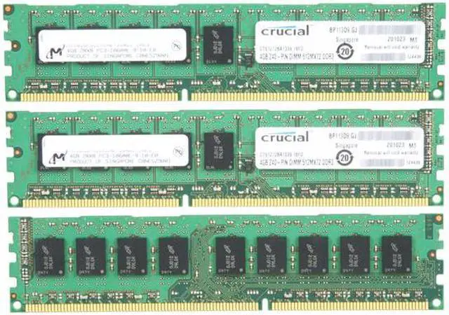 Alt view image 2 of 3 - Crucial 12GB (3 x 4GB) ECC Unbuffered DDR3 1333 (PC3 10600) Server Memory Model CT3KIT51272BA1339