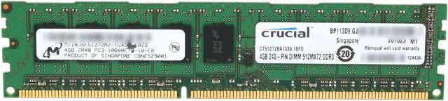 Main image of Crucial 4GB ECC Unbuffered DDR3 1333 (PC3 10600) Server Memory Model CT51272BA1339