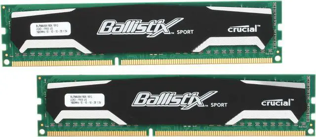 Main image of Crucial Ballistix Sport 4GB (2 x 2GB) DDR3 1600 Desktop Memory Model BL2KIT25664BA160A