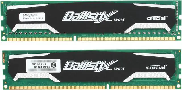 Alt view image 2 of 3 - Crucial Ballistix Sport 4GB (2 x 2GB) DDR3 1600 Desktop Memory Model BL2KIT25664BA160A
