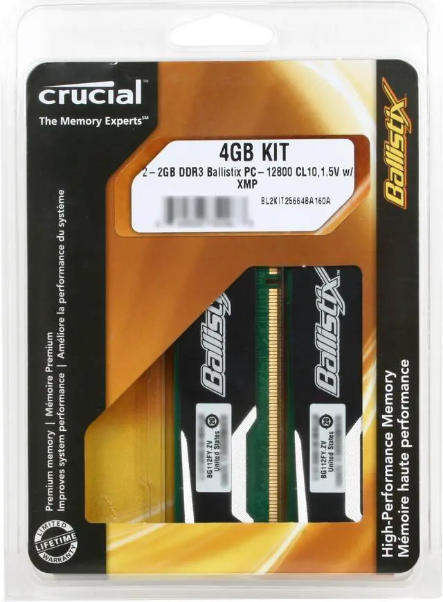 Alt view image 3 of 3 - Crucial Ballistix Sport 4GB (2 x 2GB) DDR3 1600 Desktop Memory Model BL2KIT25664BA160A