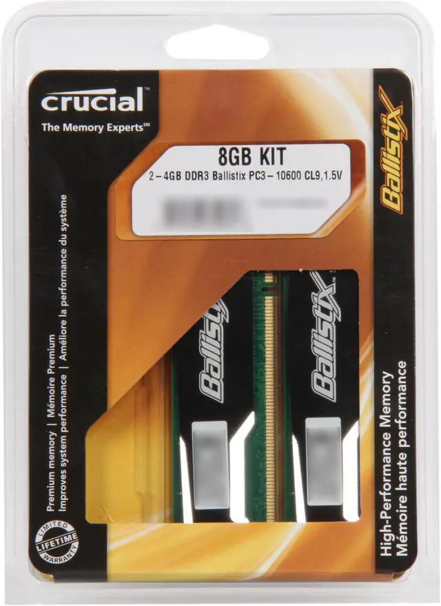 Alt view image 3 of 3 - Crucial Ballistix Sport 8GB (2 x 4GB) DDR3 1333 Desktop Memory Model BL2KIT51264BA1339