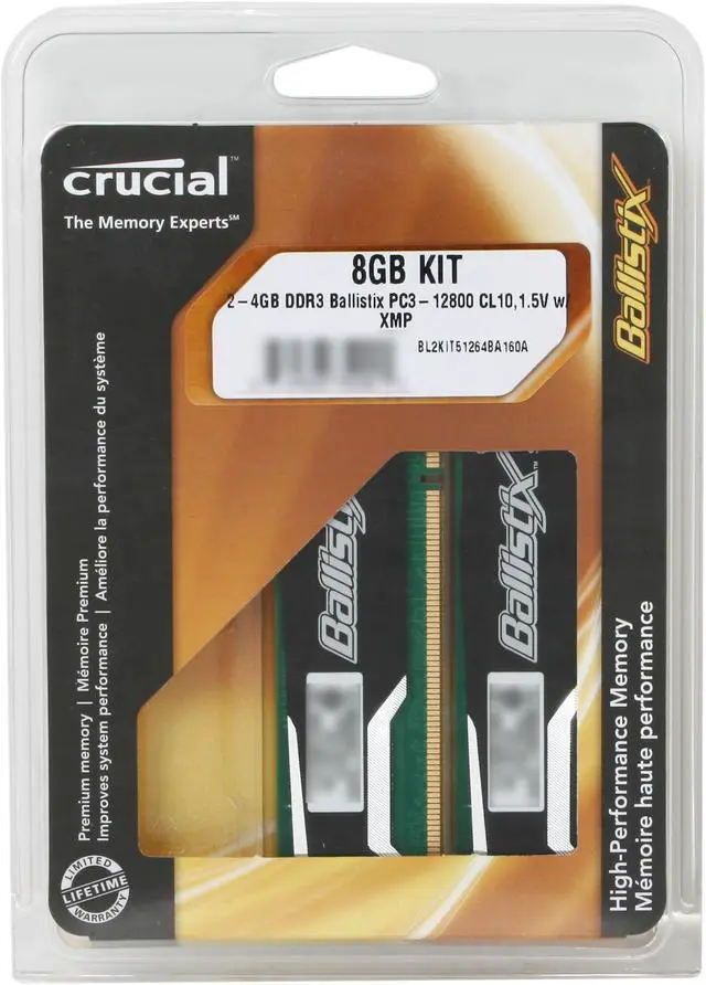 Alt view image 3 of 3 - Crucial Ballistix Sport 8GB (2 x 4GB) DDR3 1600 Desktop Memory Model BL2KIT51264BA160A