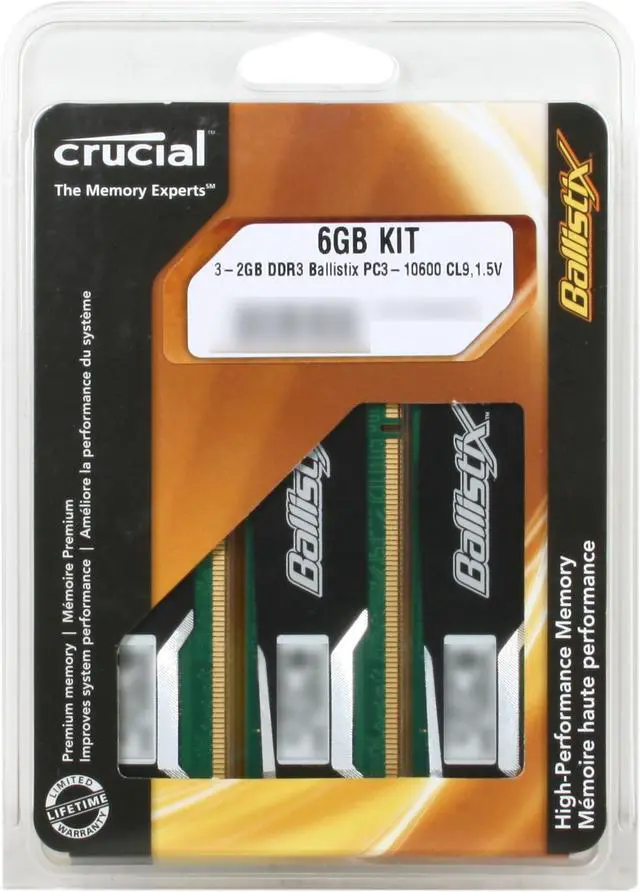 Alt view image 3 of 3 - Crucial Ballistix Sport 6GB (3 x 2GB) DDR3 1333 Desktop Memory Model BL3KIT25664BA1339