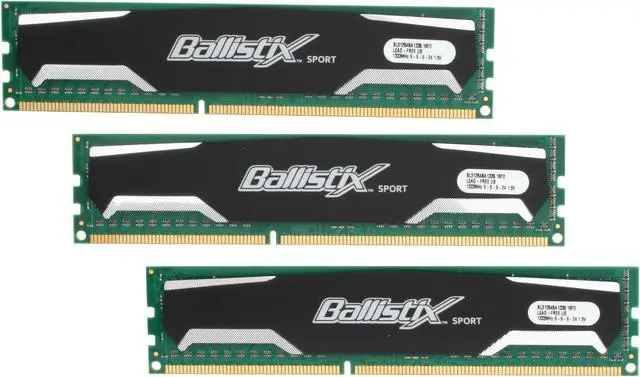 Main image of Crucial Ballistix Sport 12GB (3 x 4GB) DDR3 1333 Desktop Memory Model BL3KIT51264BA1339