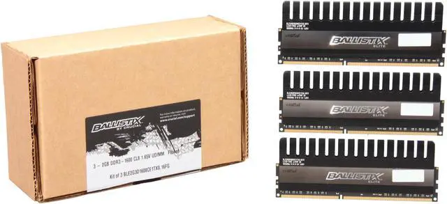 Alt view image 4 of 4 - Crucial Ballistix 6GB (3 x 2GB) DDR3 1600 (PC3 12800) Desktop Memory Model BLE3KIT2G3D1608CE1TX0