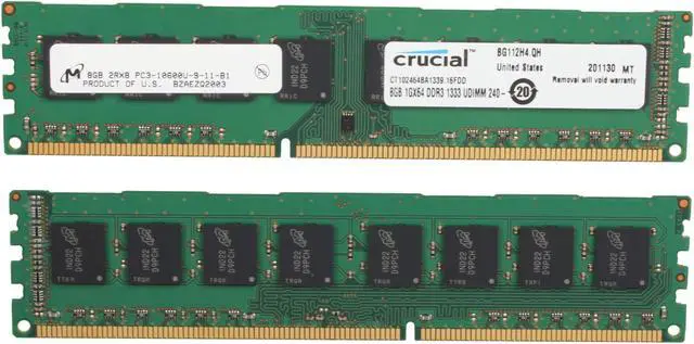 Alt view image 2 of 3 - Crucial 16GB (2 x 8GB) DDR3 1333 (PC3 10600) Desktop Memory Model CT2KIT102464BA1339