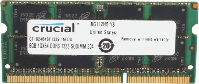 Crucial 8GB 204-Pin DDR3 SO-DIMM DDR3L 1333 (PC3L 10600) Laptop