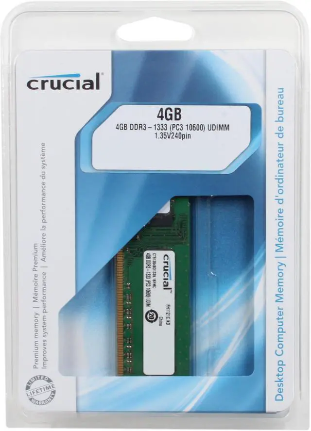 Alt view image 3 of 3 - Crucial 4GB DDR3L 1333 (PC3L 10600) Desktop Memory Model CT51264BD1339