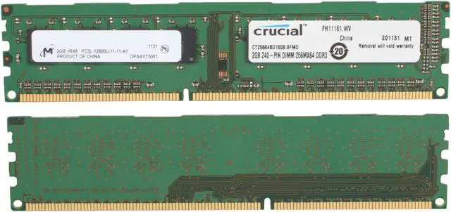 Alt view image 2 of 3 - Crucial 4GB (2 x 2GB) DDR3L 1600 (PC3L 12800) Desktop Memory Model CT2KIT25664BD160B
