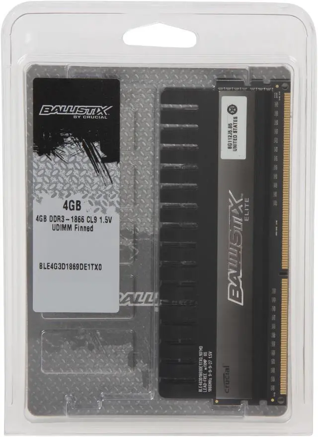 Alt view image 3 of 3 - Ballistix Elite 4GB DDR3 1866 (PC3 14900) Desktop Memory Model BLE4G3D1869DE1TX0