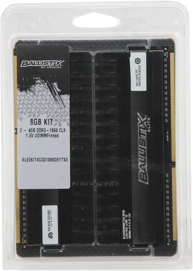 Alt view image 3 of 3 - Ballistix 8GB (2 x 4GB) DDR3 1866 (PC3 14900) Desktop Memory Model BLE2KIT4G3D1869DE1TX0