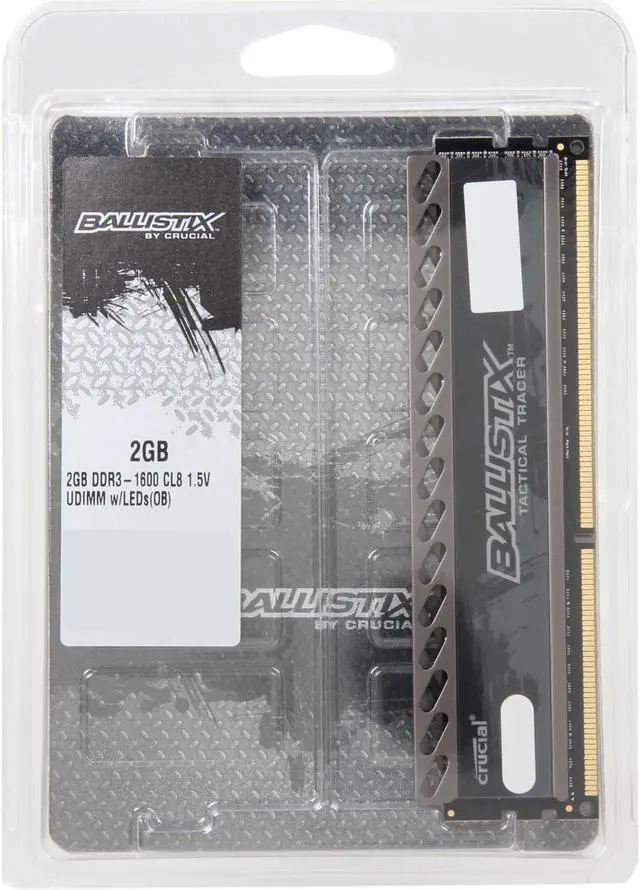 Alt view image 3 of 3 - Crucial Ballistix Tactical Tracer 2GB DDR3 1600 (PC3 12800) Desktop Memory (Orange/Blue Light) Model BLT2G3D1608DT2TXOB