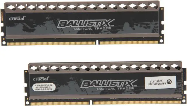 Alt view image 2 of 3 - Crucial Ballistix Tactical Tracer 4GB (2 x 2GB) DDR3 1600 (PC3 12800) Desktop Memory (with Orange/Blue Light) Model BLT2KIT2G3D1608DT2TXOB