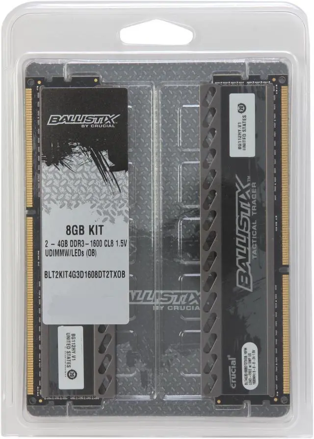 Alt view image 3 of 3 - Ballistix Tactical Tracer 8GB (2 x 4GB) DDR3 1600 (PC3 12800) Desktop Memory (with Orange/Blue Light) Model BLT2KIT4G3D1608DT2TXOB