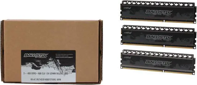 Alt view image 3 of 3 - Ballistix Tactical 12GB (3 x 4GB) DDR3 1600 (PC3 12800) Desktop Memory (with Red/Green Light) Model BLT3KIT4G3D1608DT2TXRG