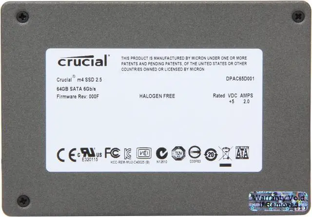 Alt view image 5 of 6 - Crucial M4 2.5" 64GB SATA III MLC Internal Solid State Drive (SSD) CT064M4SSD2BAA