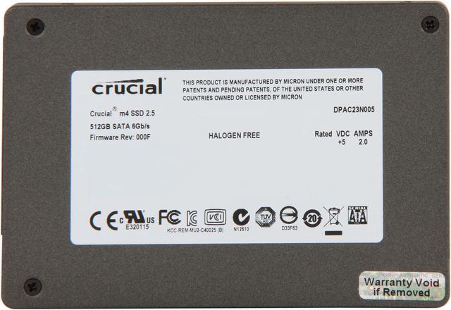 Alt view image 5 of 5 - Crucial M4 2.5" 512GB SATA III MLC 7mm Internal Solid State Drive (SSD) CT512M4SSD1