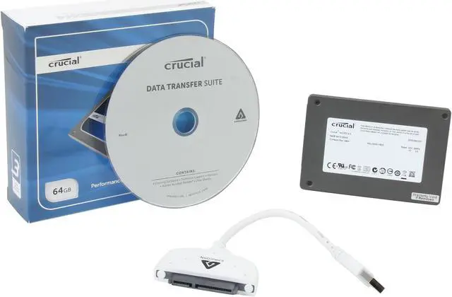 Alt view image 7 of 7 - Crucial M4 2.5" 64GB SATA III MLC 7mm Internal Solid State Drive (SSD) with Data Transfer Kit CT064M4SSD1CCA