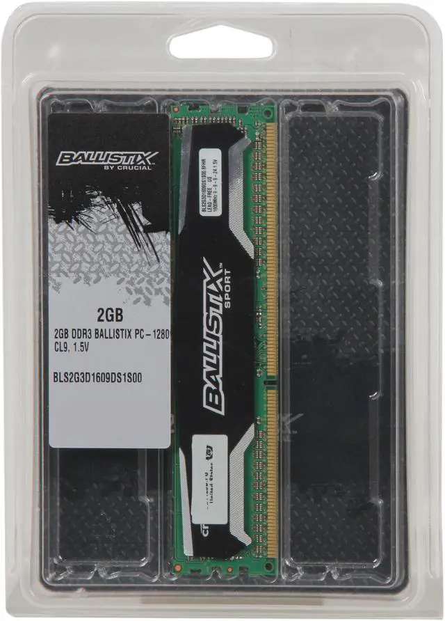 Alt view image 3 of 3 - Ballistix Sport 2GB DDR3 1600 (PC3 12800) Desktop Memory Model BLS2G3D1609DS1S00