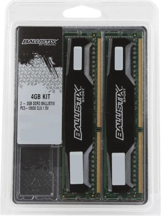 Alt view image 3 of 3 - Crucial Ballistix Sport 4GB (2 x 2GB) DDR3 1333 (PC3 10600) Desktop Memory Model BLS2KIT2G3D1339DS1S00