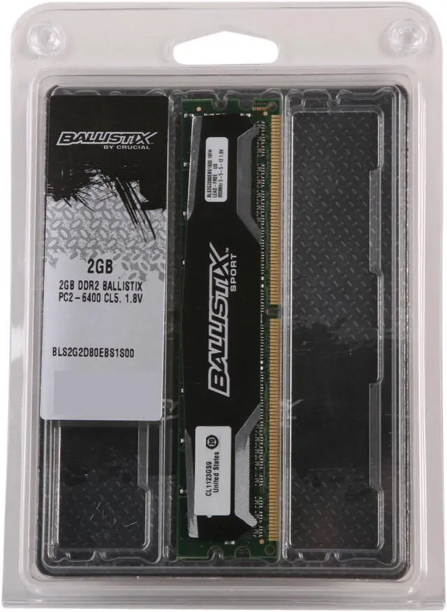 Alt view image 3 of 3 - Ballistix 2GB DDR2 800 (PC2 6400) Desktop Memory Model BLS2G2D80EBS1S00