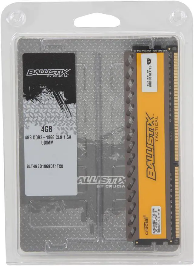 Alt view image 3 of 3 - Ballistix Tactical 4GB DDR3 1866 (PC3 14900) Desktop Memory Model BLT4G3D1869DT1TX0