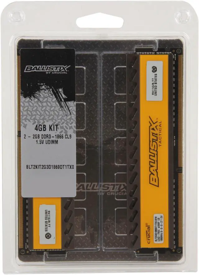 Alt view image 3 of 3 - Crucial Ballistix 4GB (2 x 2GB) DDR3 1866 (PC3 14900) Desktop Memory Model BLT2KIT2G3D1869DT1TX0