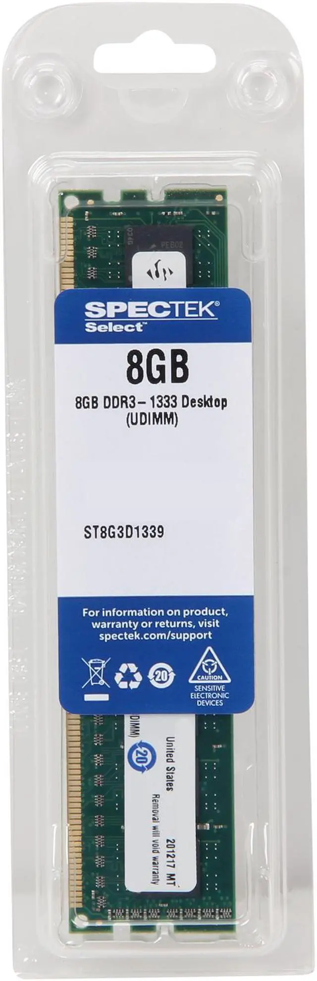 Alt view image 3 of 3 - SPECTEK by Micron Technology 8GB DDR3 1333 (PC3 10600) Desktop Memory Model ST8G3D1339